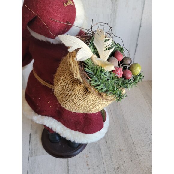 Santa woodlands Santa Claus staff Dove basket Xmas figure vintage unique - Picture 6 of 10